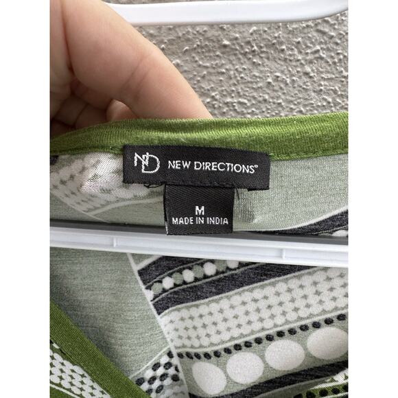 New Direction Womens Tunic Size Medium Green Abstract Long Sleeve - Picture 4 of 10